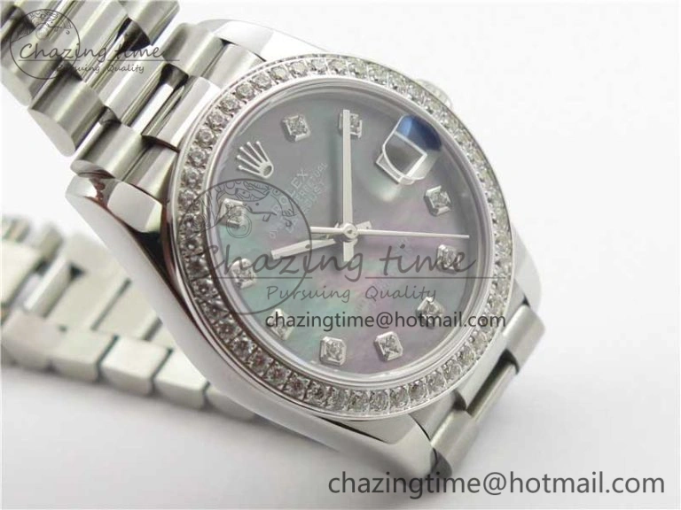 Comfortable Datejust 31mm 278275 SS Crystal Bezel BP Maker Best Edition Gray MOP Dial Crystal on SS President Bracelet 10530