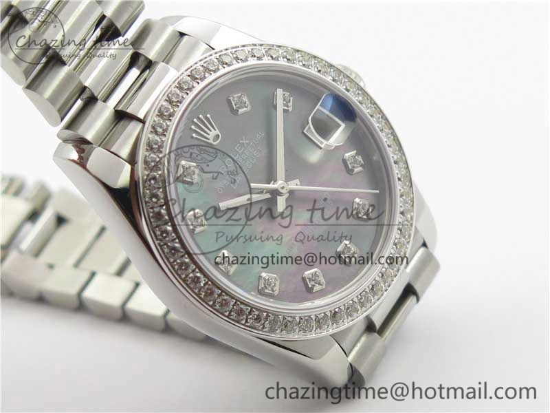 Comfortable Datejust 31mm 278275 SS Crystal Bezel BP Maker Best Edition Gray MOP Dial Crystal on SS President Bracelet 10530