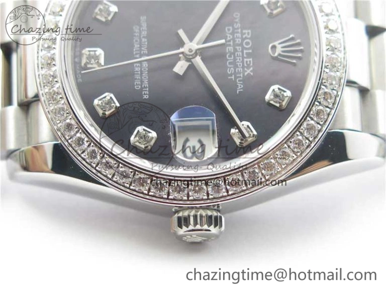 Comfortable Datejust 31mm 278275 SS Crystal Bezel BP Maker Best Edition Gray MOP Dial Crystal on SS President Bracelet 10530