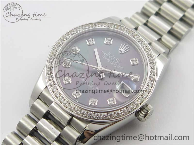 Comfortable Datejust 31mm 278275 SS Crystal Bezel BP Maker Best Edition Gray MOP Dial Crystal on SS President Bracelet 10530