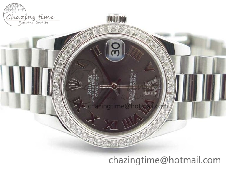 Minimalist Datejust 31mm 278275 SS Crystal Bezel BP Maker Best Edition Gray Roman Dial Crystal @6 on SS President Bracelet 10521