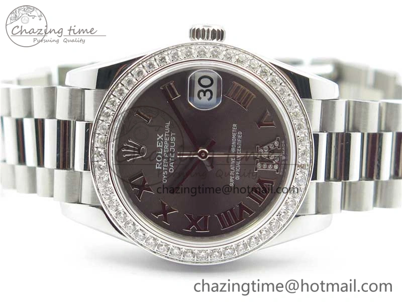 Minimalist Datejust 31mm 278275 SS Crystal Bezel BP Maker Best Edition Gray Roman Dial Crystal @6 on SS President Bracelet 10521