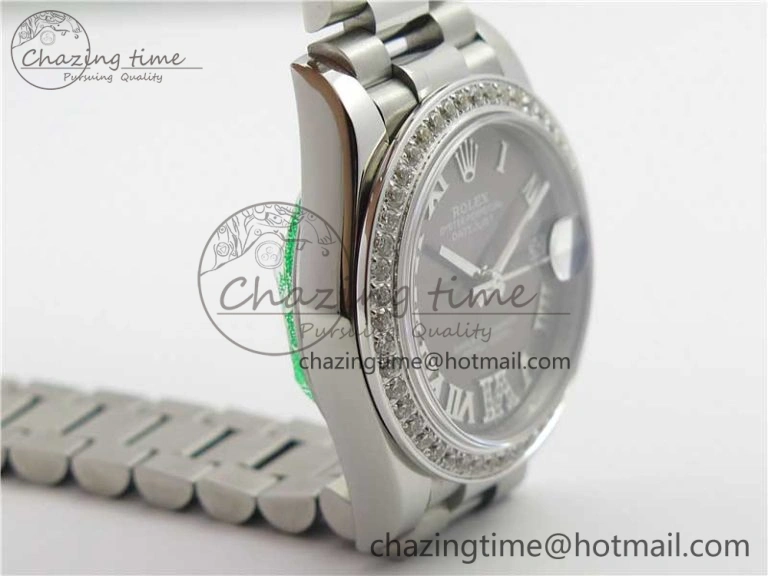 Minimalist Datejust 31mm 278275 SS Crystal Bezel BP Maker Best Edition Gray Roman Dial Crystal @6 on SS President Bracelet 10521