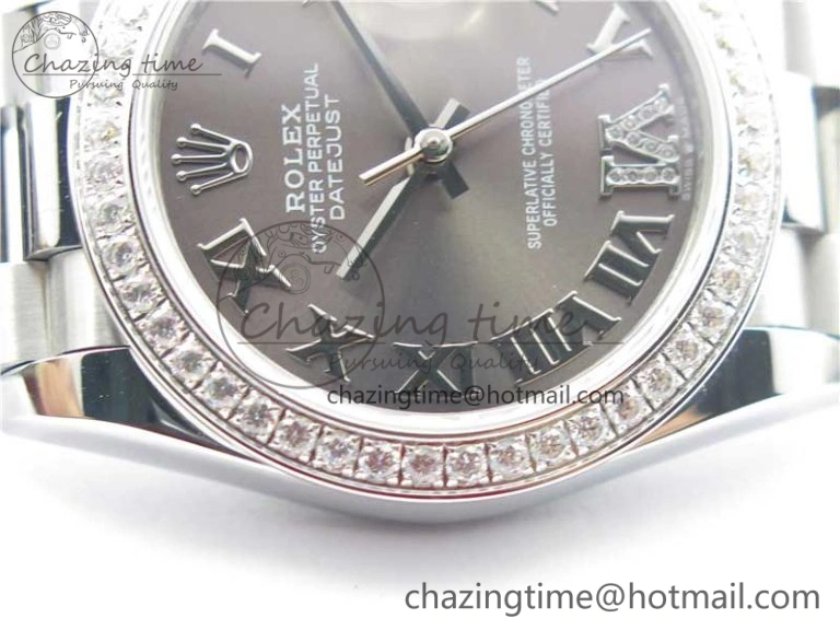 Minimalist Datejust 31mm 278275 SS Crystal Bezel BP Maker Best Edition Gray Roman Dial Crystal @6 on SS President Bracelet 10521