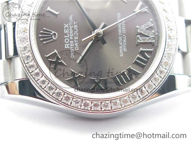 Minimalist Datejust 31mm 278275 SS Crystal Bezel BP Maker Best Edition Gray Roman Dial Crystal @6 on SS President Bracelet 10521