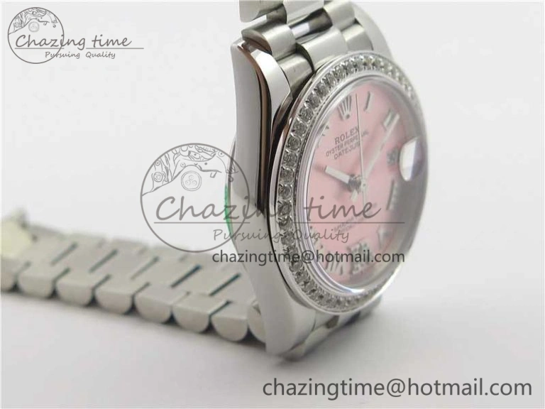 Lightweight Datejust 31mm 278275 SS Crystal Bezel BP Maker Best Edition Pink Roman Dial Crystal @6 on SS President Bracelet 10513