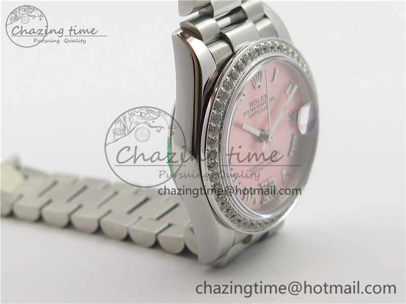 Lightweight Datejust 31mm 278275 SS Crystal Bezel BP Maker Best Edition Pink Roman Dial Crystal @6 on SS President Bracelet 10513
