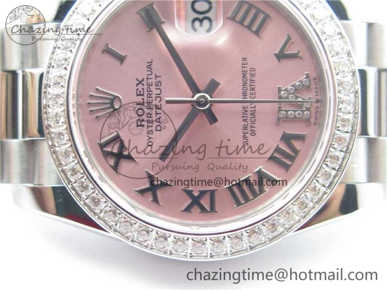 Lightweight Datejust 31mm 278275 SS Crystal Bezel BP Maker Best Edition Pink Roman Dial Crystal @6 on SS President Bracelet 10513