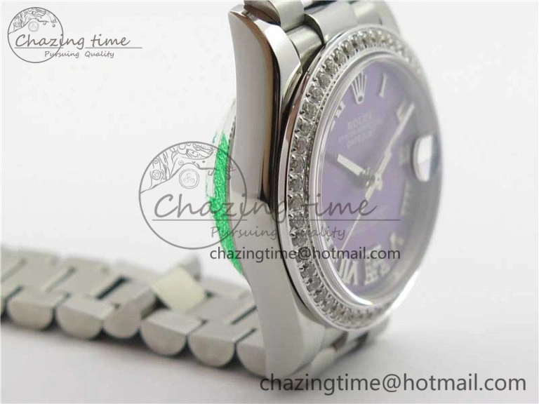 Datejust 31mm 278275 SS Crystal Bezel BP Maker Best Edition Purple Roman Dial Crystal @6 on SS President Bracelet Unisex 3085