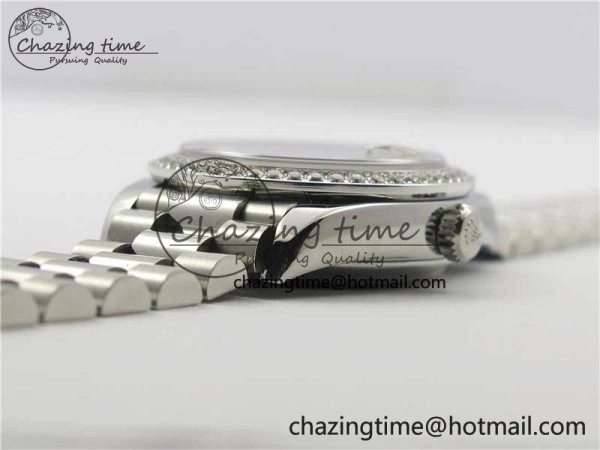 Datejust 31mm 278275 SS Crystal Bezel BP Maker Best Edition Purple Roman Dial Crystal @6 on SS President Bracelet Unisex 3085