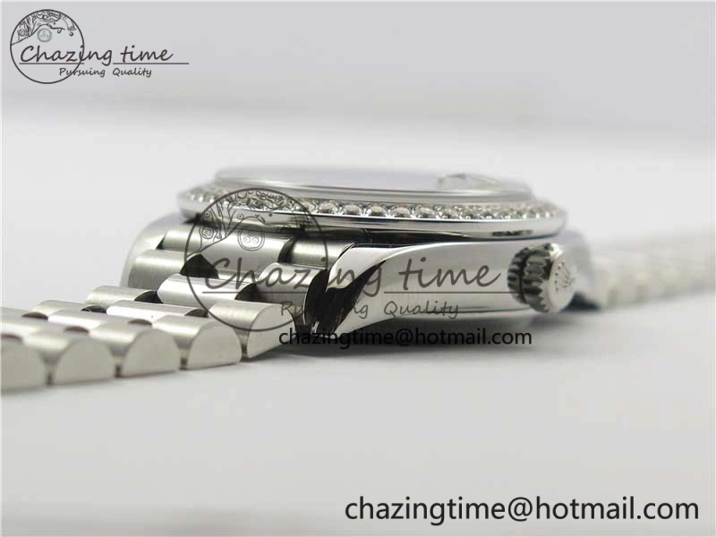 Datejust 31mm 278275 SS Crystal Bezel BP Maker Best Edition Purple Roman Dial Crystal @6 on SS President Bracelet Unisex 3085