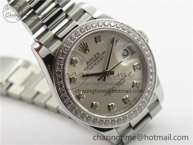 Bright Datejust 31mm 278275 SS Crystal Bezel BP Maker Best Edition Silver Crystals Markers Dial on SS President Bracelet 10512