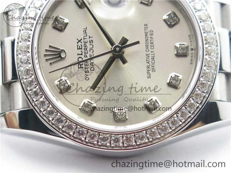 Bright Datejust 31mm 278275 SS Crystal Bezel BP Maker Best Edition Silver Crystals Markers Dial on SS President Bracelet 10512
