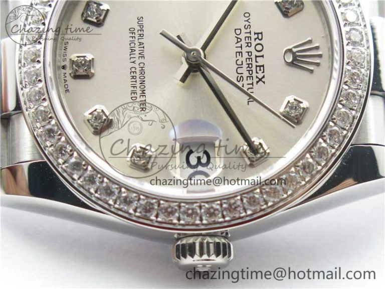 Bright Datejust 31mm 278275 SS Crystal Bezel BP Maker Best Edition Silver Crystals Markers Dial on SS President Bracelet 10512
