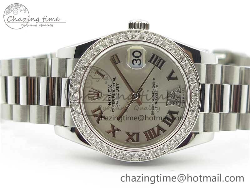 Datejust 31mm 278275 SS Crystal Bezel BP Maker Best Edition Silver Roman Dial Crystal @6 on SS President Bracelet ZeroBulk 1842