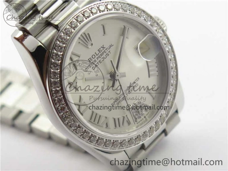 Datejust 31mm 278275 SS Crystal Bezel BP Maker Best Edition Silver Roman Dial Crystal @6 on SS President Bracelet ZeroBulk 1842
