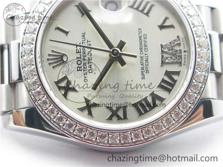 Datejust 31mm 278275 SS Crystal Bezel BP Maker Best Edition Silver Roman Dial Crystal @6 on SS President Bracelet ZeroBulk 1842