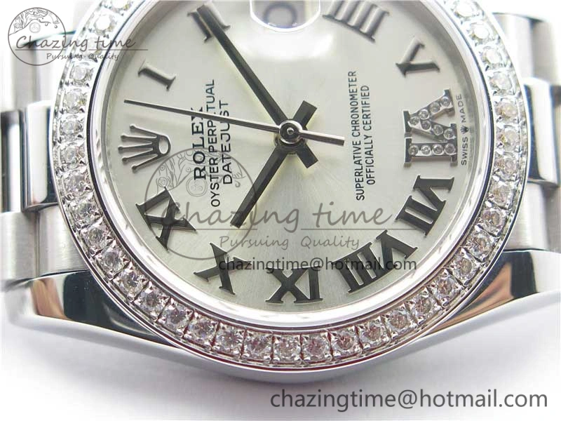Datejust 31mm 278275 SS Crystal Bezel BP Maker Best Edition Silver Roman Dial Crystal @6 on SS President Bracelet ZeroBulk 1842