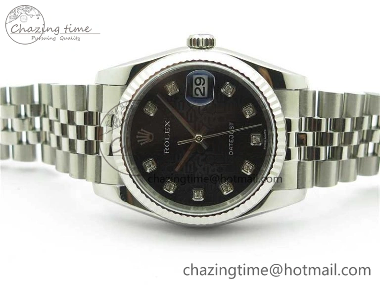 Unisex Datejust 36mm 116234 904L SS DJF 1:1 Best Edition Black Dial Diam Markers On SS Jubilee Bracelet A 10471