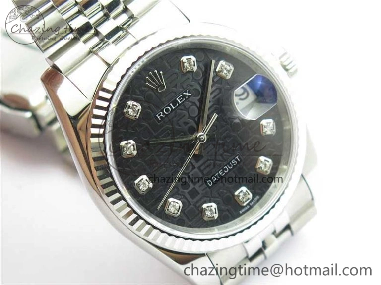 Unisex Datejust 36mm 116234 904L SS DJF 1:1 Best Edition Black Dial Diam Markers On SS Jubilee Bracelet A 10471