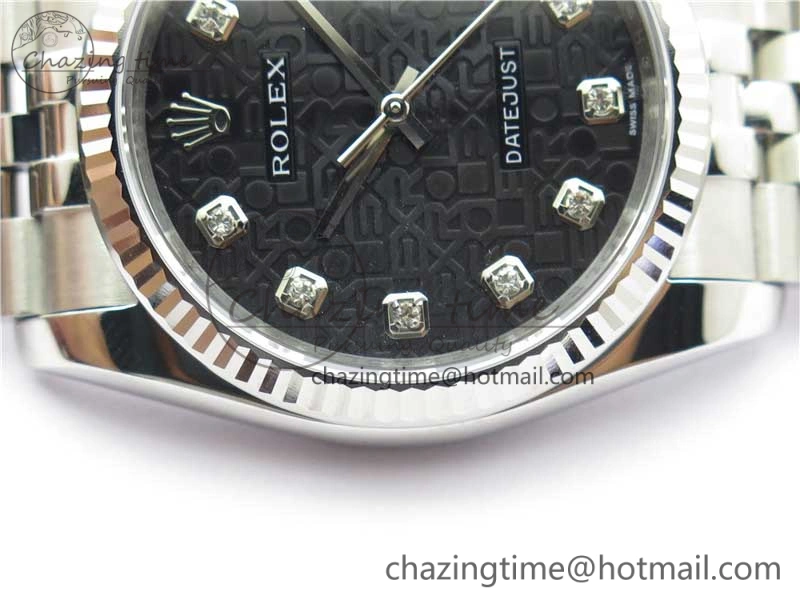Unisex Datejust 36mm 116234 904L SS DJF 1:1 Best Edition Black Dial Diam Markers On SS Jubilee Bracelet A 10471