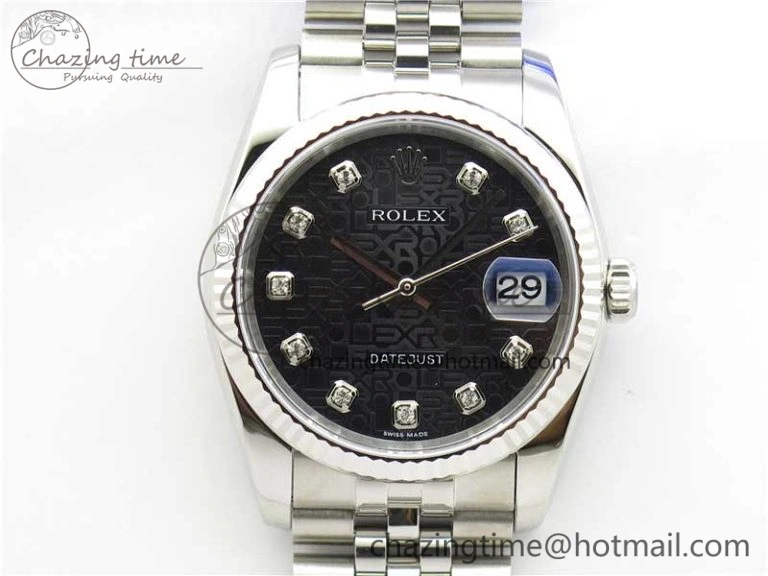 Unisex Datejust 36mm 116234 904L SS DJF 1:1 Best Edition Black Dial Diam Markers On SS Jubilee Bracelet A 10471