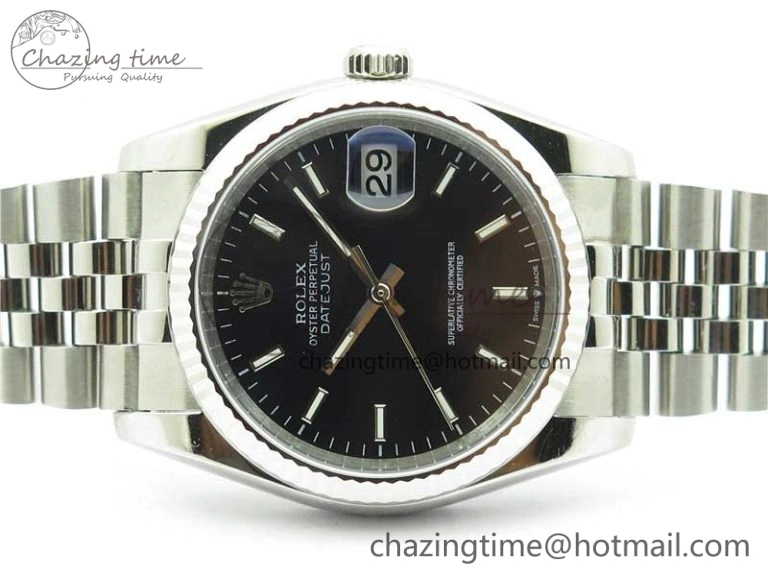 Soft Datejust 36mm 116234 904L SS DJF 1:1 Best Edition Black Dial Sticks Markers On SS Jubilee Bracelet A 10478