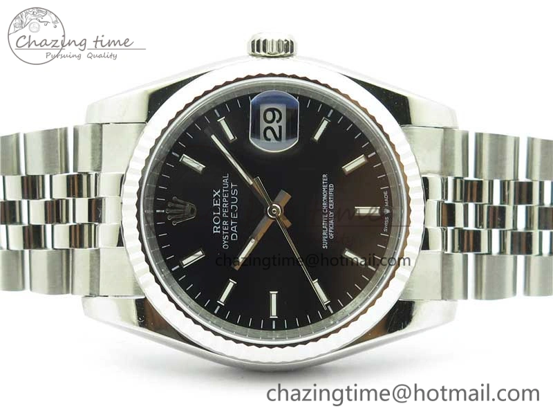 Soft Datejust 36mm 116234 904L SS DJF 1:1 Best Edition Black Dial Sticks Markers On SS Jubilee Bracelet A 10478
