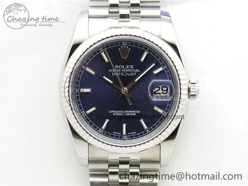 Datejust 36mm 116234 904L SS DJF 1:1 Best Edition Blue Dial Sticks Markers On SS Jubilee Bracelet A OnTrend 10479