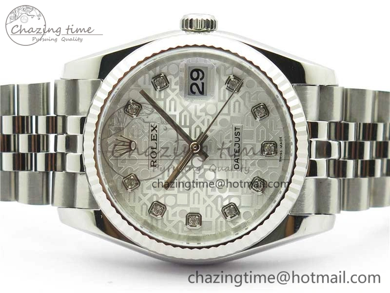SmoothTexture Datejust 36mm 116234 904L SS DJF 1:1 Best Edition Silver Dial Diam Markers On SS Jubilee Bracelet A 2931