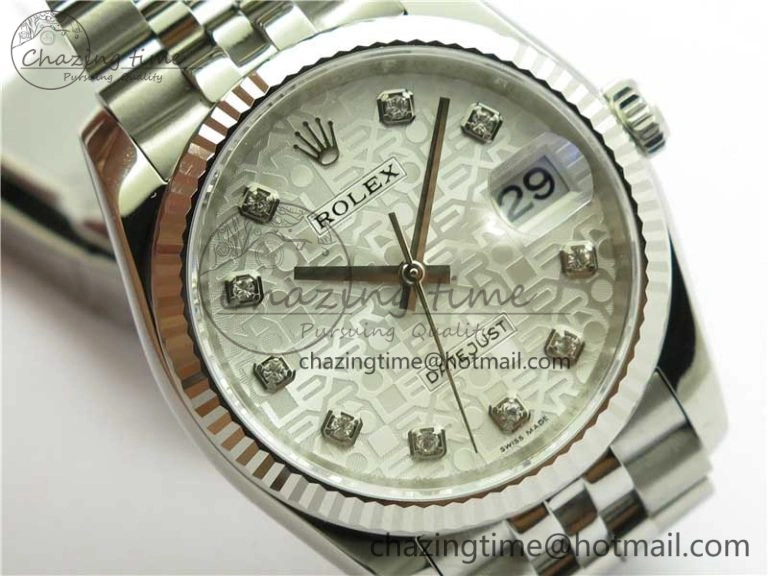 SmoothTexture Datejust 36mm 116234 904L SS DJF 1:1 Best Edition Silver Dial Diam Markers On SS Jubilee Bracelet A 2931