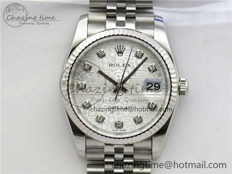 SmoothTexture Datejust 36mm 116234 904L SS DJF 1:1 Best Edition Silver Dial Diam Markers On SS Jubilee Bracelet A 2931