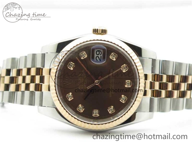 DailyWear Datejust 36mm 116234 904L SS RG DJF 1:1 Best Edition Brown Dial Diam Markers On SS RG Jubilee Bracelet A 10468