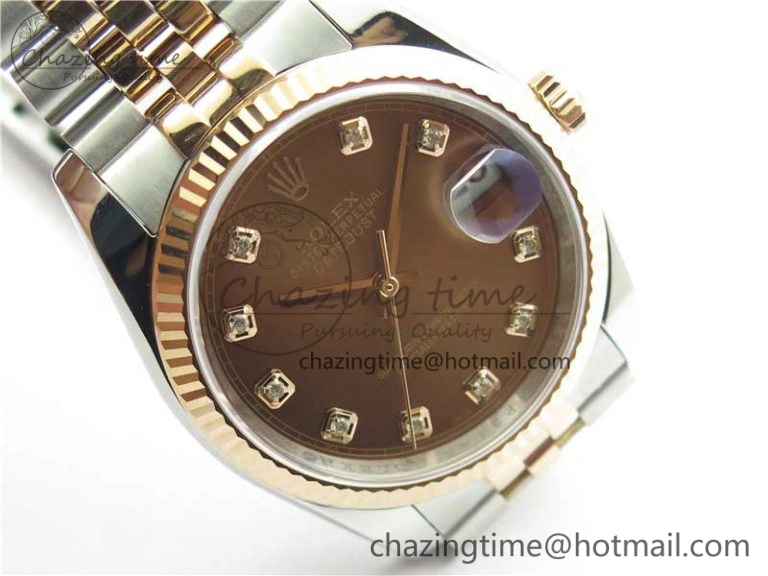 DailyWear Datejust 36mm 116234 904L SS RG DJF 1:1 Best Edition Brown Dial Diam Markers On SS RG Jubilee Bracelet A 10468