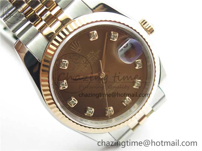 DailyWear Datejust 36mm 116234 904L SS RG DJF 1:1 Best Edition Brown Dial Diam Markers On SS RG Jubilee Bracelet A 10468