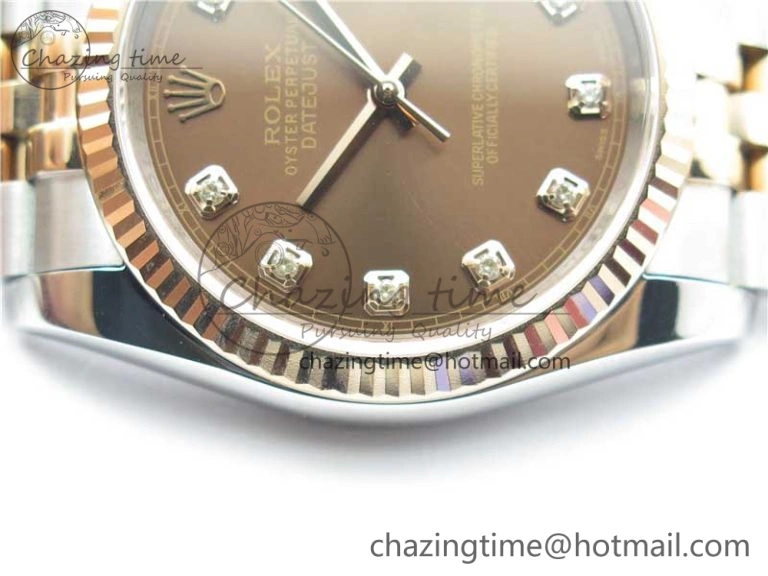 DailyWear Datejust 36mm 116234 904L SS RG DJF 1:1 Best Edition Brown Dial Diam Markers On SS RG Jubilee Bracelet A 10468