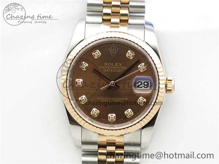 DailyWear Datejust 36mm 116234 904L SS RG DJF 1:1 Best Edition Brown Dial Diam Markers On SS RG Jubilee Bracelet A 10468