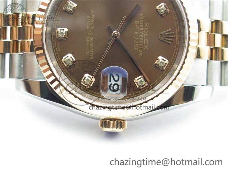 DailyWear Datejust 36mm 116234 904L SS RG DJF 1:1 Best Edition Brown Dial Diam Markers On SS RG Jubilee Bracelet A 10468