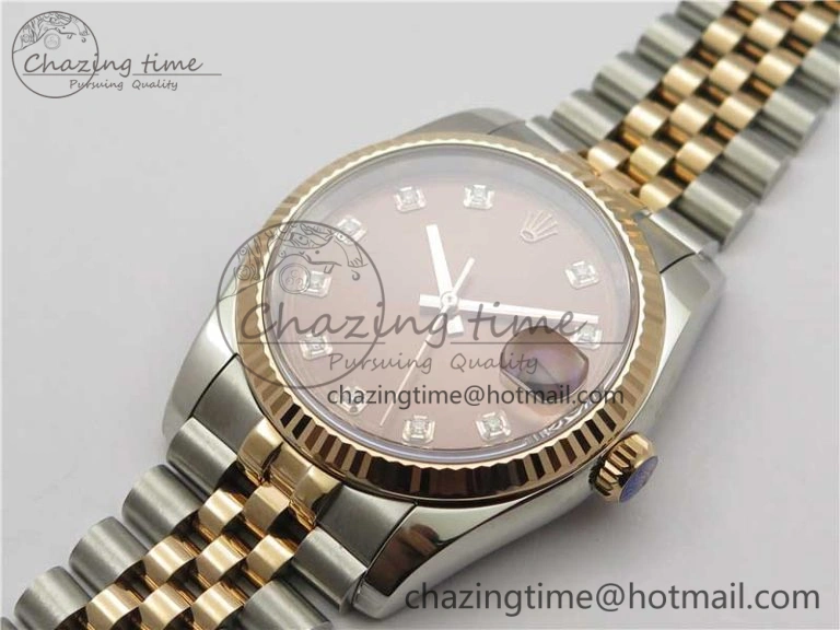 DailyWear Datejust 36mm 116234 904L SS RG DJF 1:1 Best Edition Brown Dial Diam Markers On SS RG Jubilee Bracelet A 10468