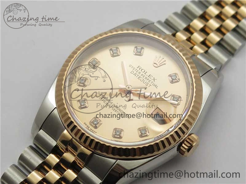Datejust 36mm 116234 904L SS RG DJF 1:1 Best Edition RG Dial Diam Markers On SS RG Jubilee Bracelet A Sleek 2930