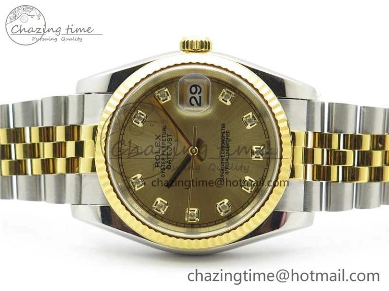Datejust 36mm 116234 904L SS YG DJF 1:1 Best Edition Yellow Dial Diam Markers On SS YG Jubilee Bracelet A Packable 2927