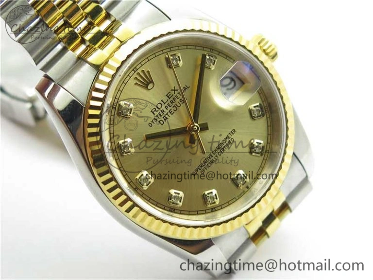 Datejust 36mm 116234 904L SS YG DJF 1:1 Best Edition Yellow Dial Diam Markers On SS YG Jubilee Bracelet A Packable 2927