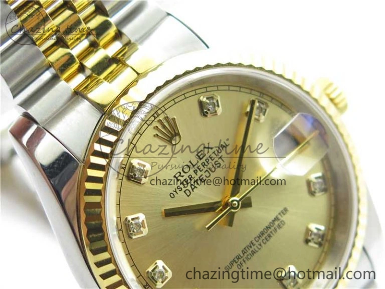 Datejust 36mm 116234 904L SS YG DJF 1:1 Best Edition Yellow Dial Diam Markers On SS YG Jubilee Bracelet A Packable 2927