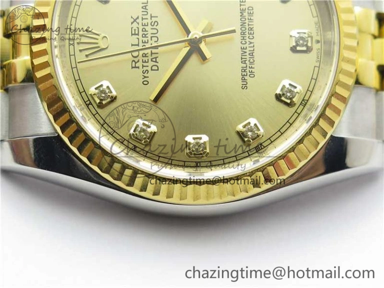 Datejust 36mm 116234 904L SS YG DJF 1:1 Best Edition Yellow Dial Diam Markers On SS YG Jubilee Bracelet A Packable 2927
