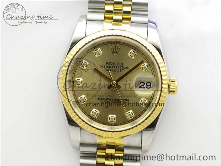 Datejust 36mm 116234 904L SS YG DJF 1:1 Best Edition Yellow Dial Diam Markers On SS YG Jubilee Bracelet A Packable 2927