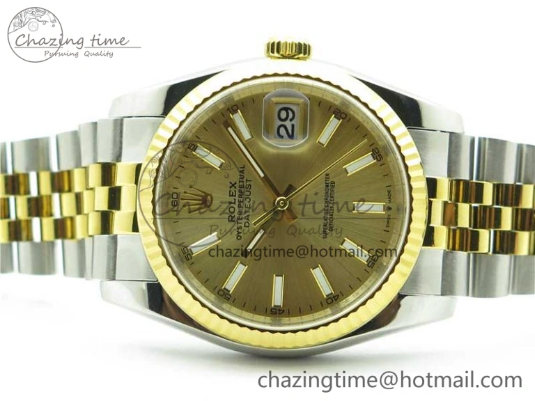 Datejust 36mm 116234 904L SS YG DJF 1:1 Best Edition Yellow Dial Stick Markers On SS YG Jubilee Bracelet A Reliable 10470