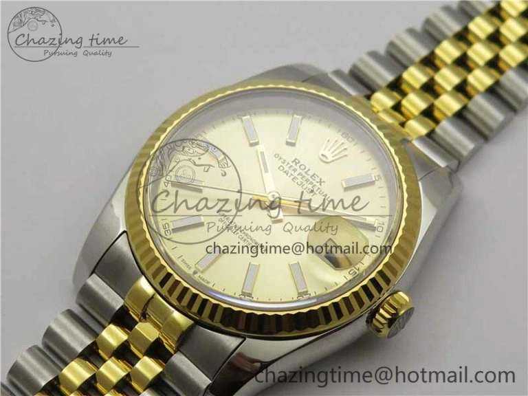 Datejust 36mm 116234 904L SS YG DJF 1:1 Best Edition Yellow Dial Stick Markers On SS YG Jubilee Bracelet A Reliable 10470