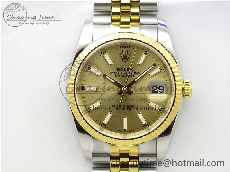 Datejust 36mm 116234 904L SS YG DJF 1:1 Best Edition Yellow Dial Stick Markers On SS YG Jubilee Bracelet A Reliable 10470