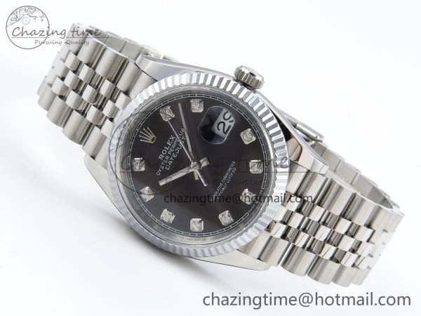 Chic Datejust 36mm 126234 904L Steel HGF 1:1 Best Edition Black Diamonds Dial on SS Bracelet VR 1479