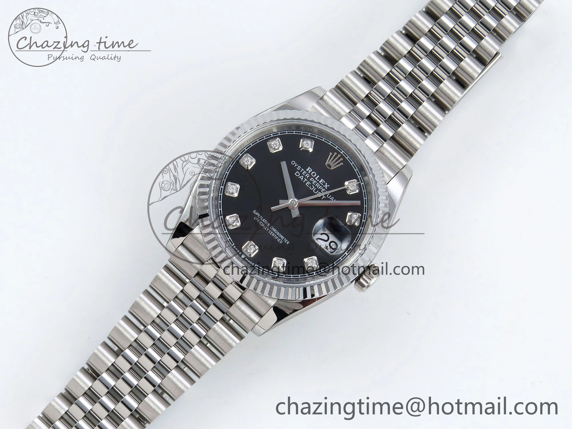 Chic Datejust 36mm 126234 904L Steel HGF 1:1 Best Edition Black Diamonds Dial on SS Bracelet VR 1479